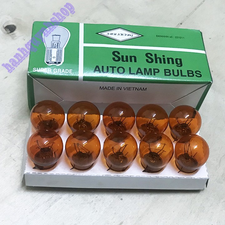 Hộp 10 Bóng Đèn Xi Nhan Ô Tô Chân Cài 2 Tóc 12V 24V 21/6W