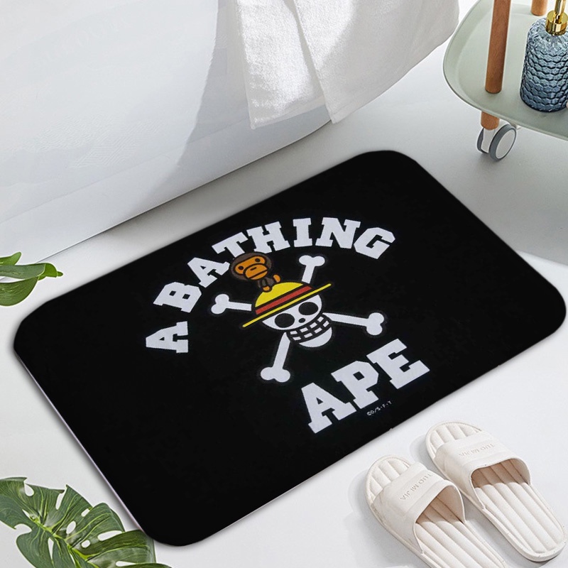 Thảm lót cửa chùi chân Chống Trượt Hình Chữ Nhật In Họa Tiết Bape