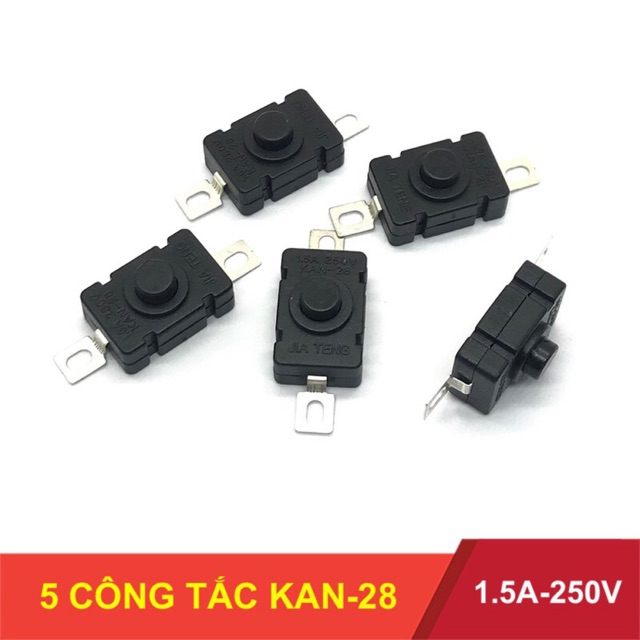 5 công tắc đèn pin KAN-28 tự khóa 1.5A 220V - LK0044