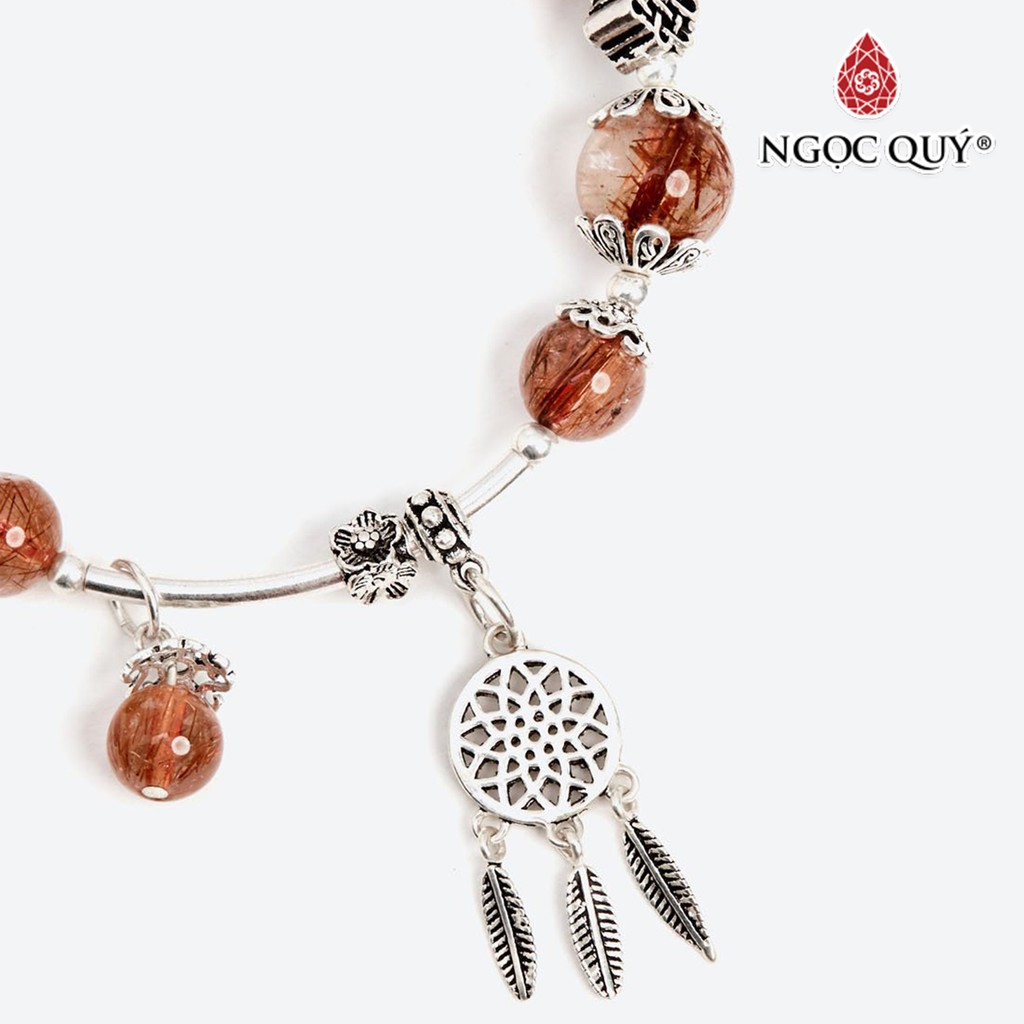 Vòng tay đá TA tóc đỏ phối dream catcher hạt 8mm - Ngọc Quý