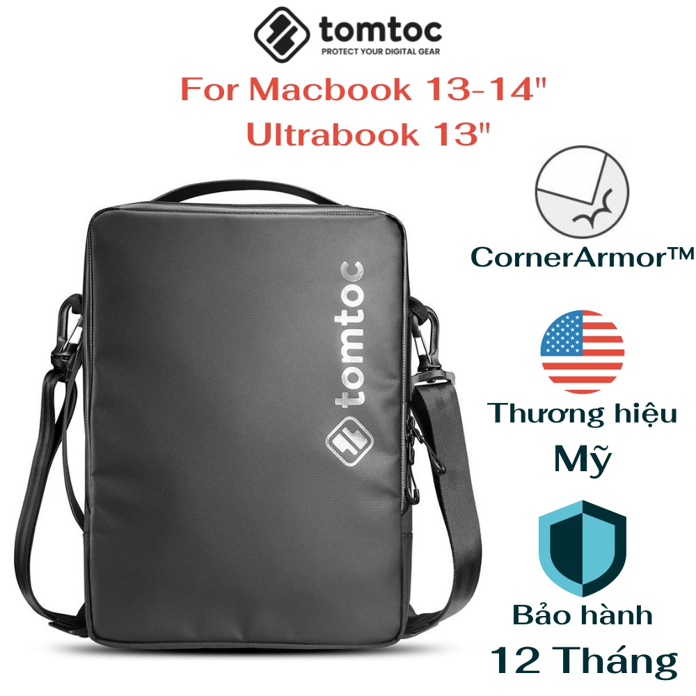 [ GIAO HỎA TỐC ] Túi Đeo For Macbook 13-14", Ultrabook 13" TOMTOC H14 (USA) Urban Codura Shoulder Bag (Black)