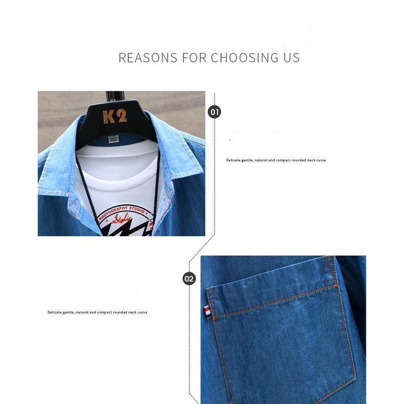 🔥Kho Sẵn Sàng🔥 Áo Sơ Mi Nam Tay Ngắn Vải denim Thời Trang