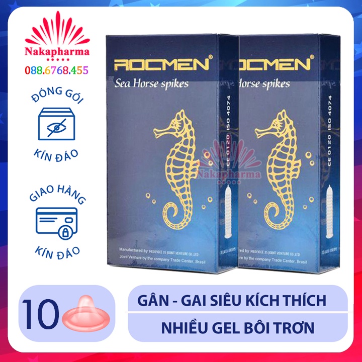 ✅ [CHE TÊN] BAO CAO SU ROCMEN CÁ NGỰA 12 chiếc - Gân nổi, hương bạc hà, kéo dài thời gian quan hệ - BCS Rocmen