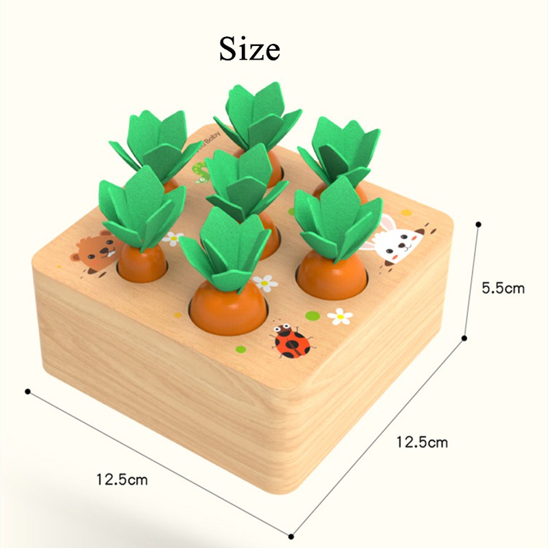 Treeyear Đồ chơi bằng gỗ hình củ cà rốt phát triển trí tuệ cho bé 1 tuổi