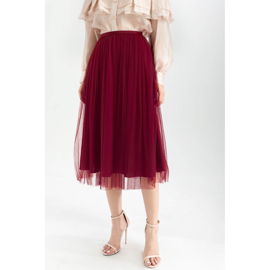 Chân váy xòe phủ lưới nữ IVY moda MS 31M6255