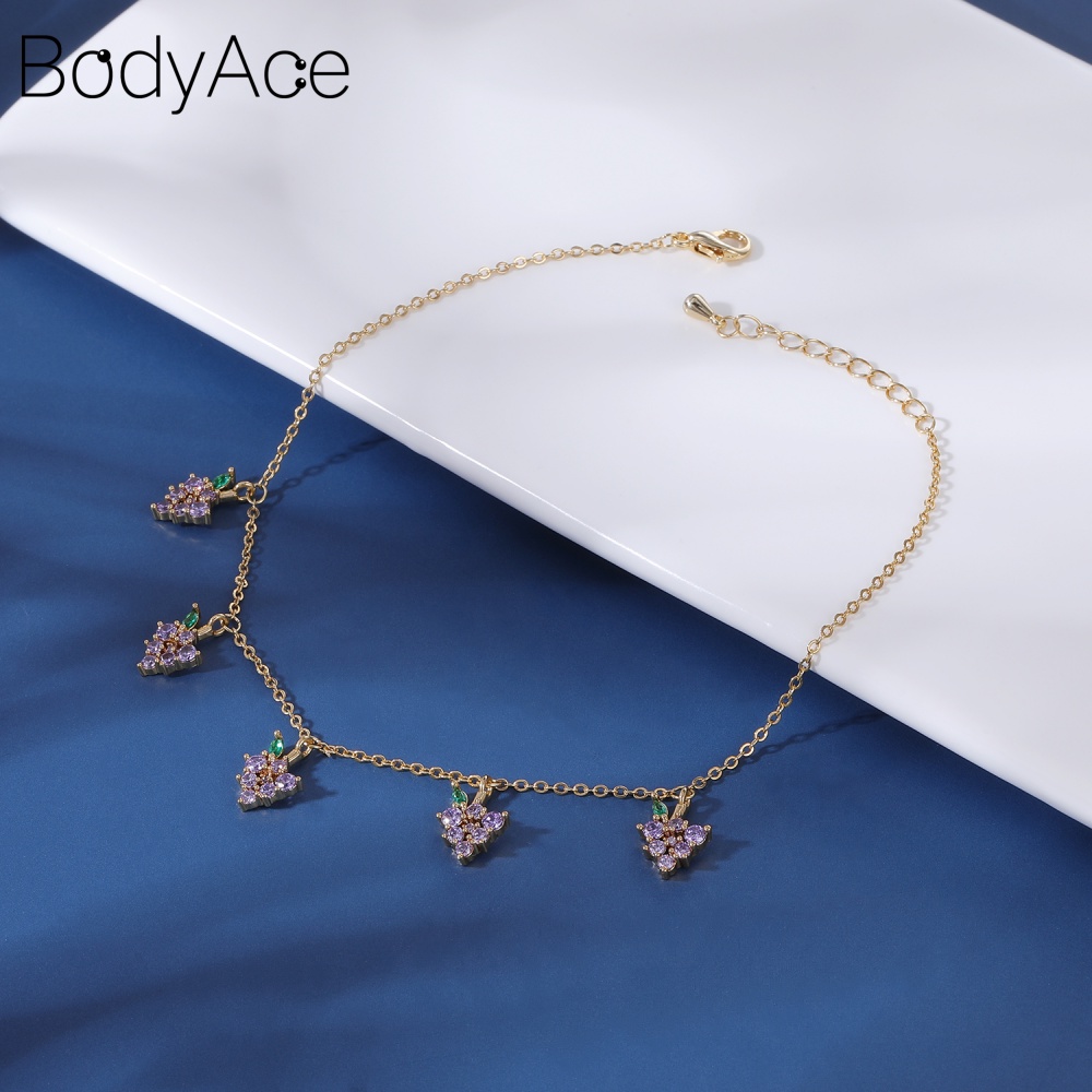 Lắc Chân Đính Đá Opal Hình Trái Cây Dễ Thương