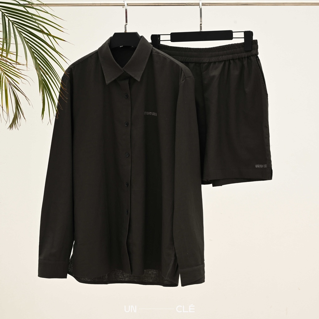 Áo sơmi cổ đức dài tay UNCLÉ Dark Gray Jacques