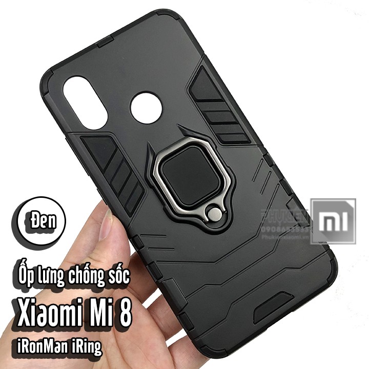 Ốp lưng Xiaomi Mi 8 iRON - MAN IRING Nhựa PC cứng viền dẻo chống sốc - Đen