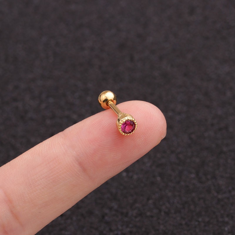 Khuyên tai đính đá zircon đơn giản thời trang tùy chọn màu sắc