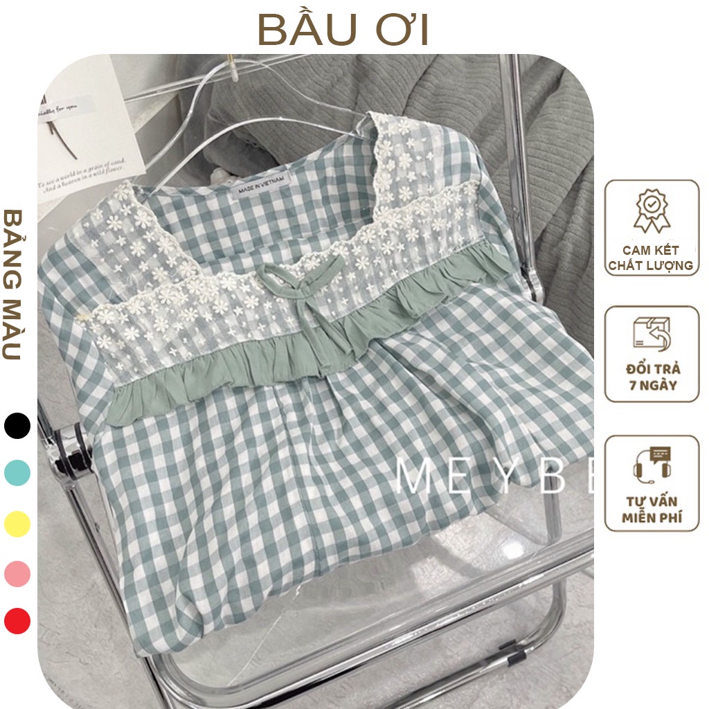 [BAUOI B19] BỘ BẦU DÀI TAY CHẤT ĐŨI KẺ CARO TRƯỚC VÀ SAU SINH CÓ KHÓA CHO BÉ TI - BỘ QUẦN ÁO BẦU MẶC Ở CỮ CỰC XINH