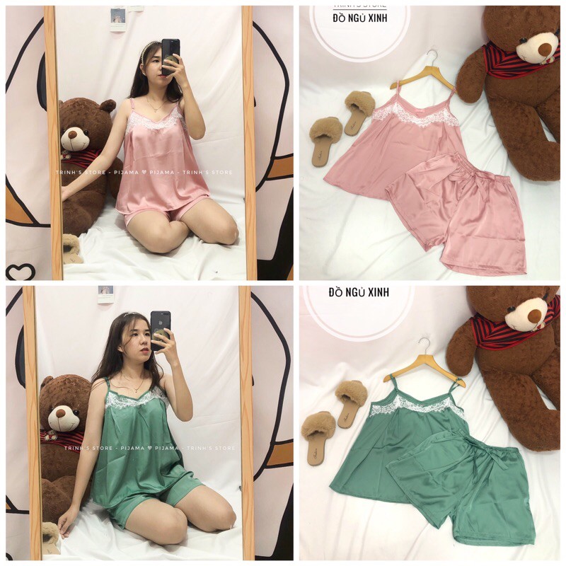Đồ ngủ dây lụa mặc mát mù hè chất lụa [ Hình shop chụp ]