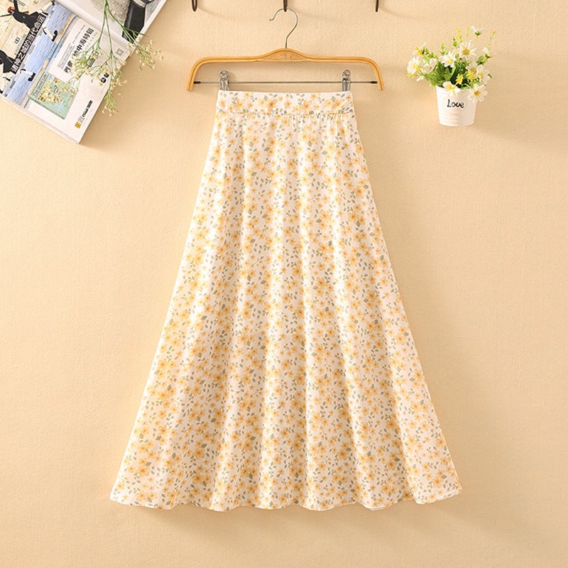 Chân Váy Voan Dài Lưng Cao Họa Tiết Hoa Thời Trang Mùa Hè Cho Nữ Y25