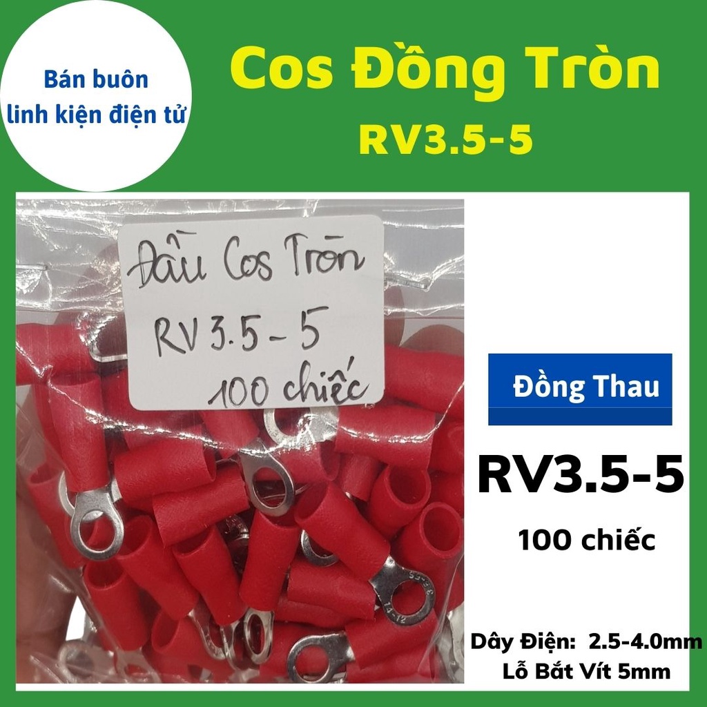 [100 chiếc] Đầu Cos tròn, đầu cos tròn bọc nhựa, cos tròn đồng, cos trần
