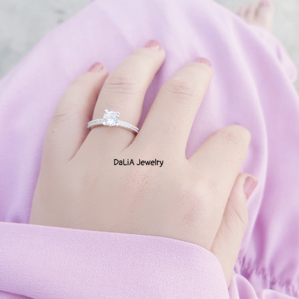 Nhẫn bạc nữ DaLiA Jewelry nhẫn bạc cầu hôn nạm đá chuẩn bạc thật 925 sang đẹp