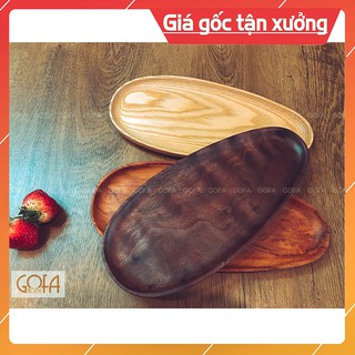 [XẢ KHO] Khay, đĩa gỗ hình bầu dục GOFA - chât liệu gỗ óc chó, gỗ gõ, gỗ tần bì - trang trí decor - GK001
