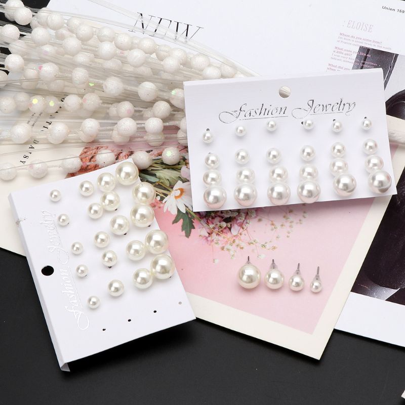 Set 12 Đôi Bông Tai Hạt Ngọc Trai Giả Tinh Tế Cho Nam Và Nữ