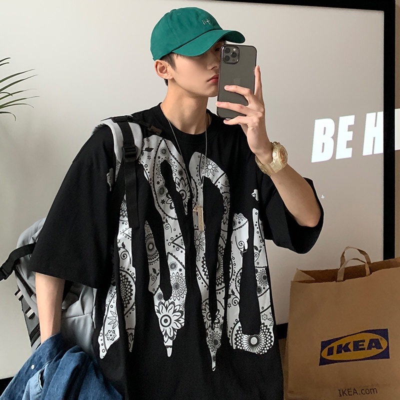 Áo Thun Nam Tay Ngắn In Hình Hoa Trẻ Trung