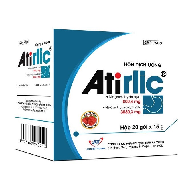 Gel dạ dày Atirlic - Giảm Trào Ngược Dạ Dày, Giảm Viêm Loét Dạ Dày , lành vết loét - Hộp 20 gói