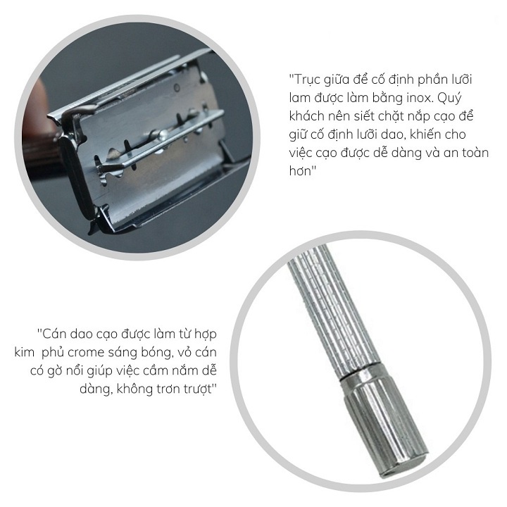 Dao cạo râu  inox NANJIE NJ997 lưỡi lam cổ điển không gỉ an toàn có hộp đựng sang trọng