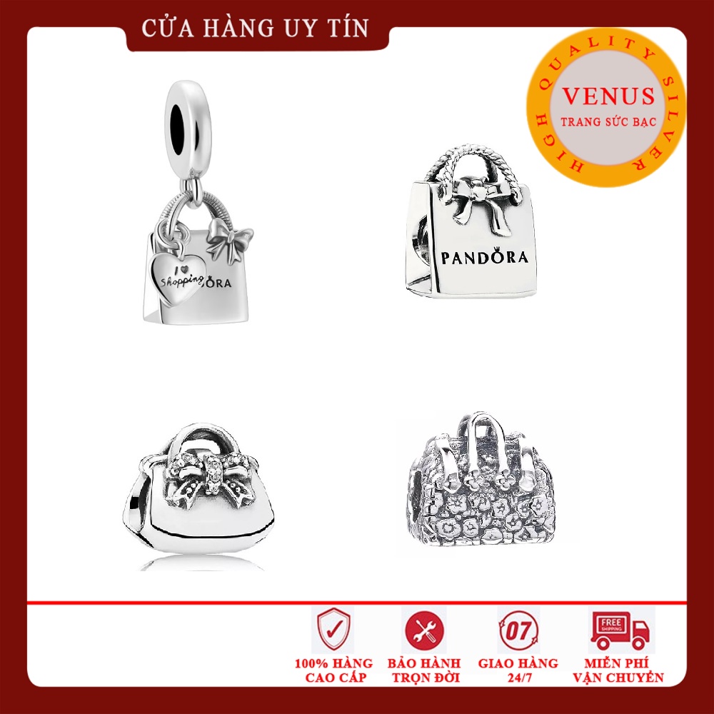 [Charm bạc 925 cao cấp] Charm treo chiếc túi xách gắn trái tim- Mã sản phẩm VENUSTX
