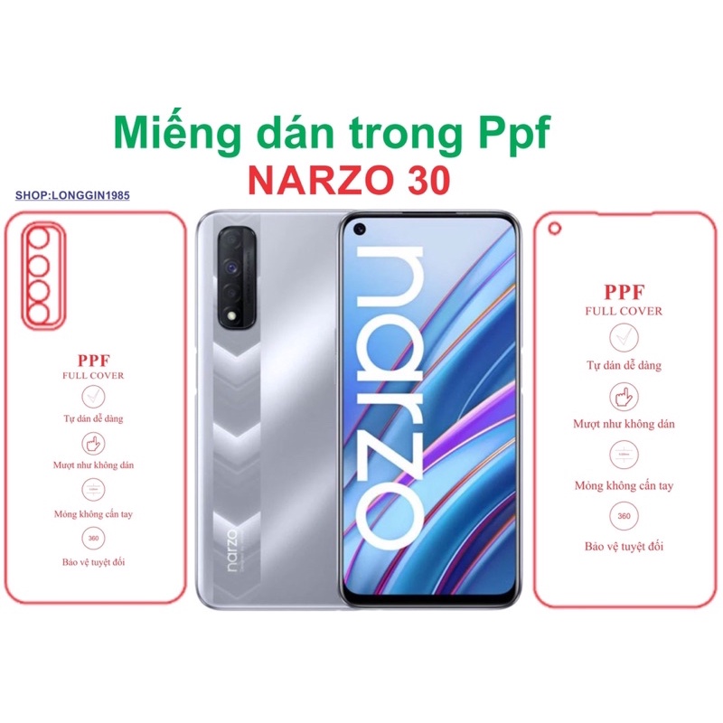 Narzo 30 miếng dán trong Ppf mặt sau và mặt trước chống va đập chống trầy xước tốt