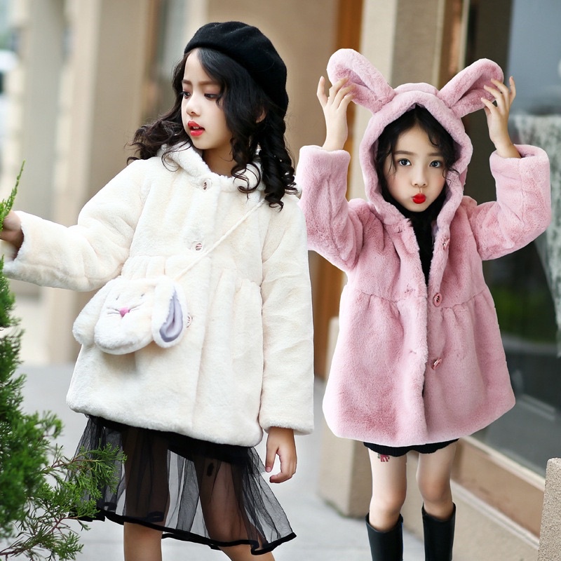 AT81346 [Ảnh thật] Áo khoác lông dày bé gái mặc mùa đông hàng nhập - Thời Trang Dương