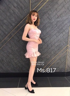 Đầm 2 dây kim sa đính ngọc