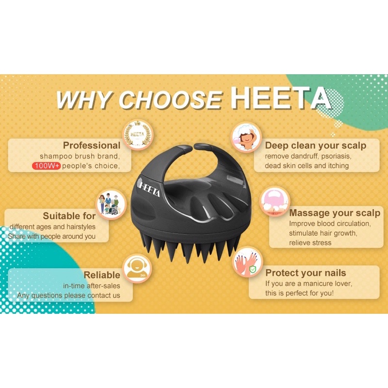 Lược Gội Đầu Silicone Heeta - Shampoo Brush [Hàng Mỹ]
