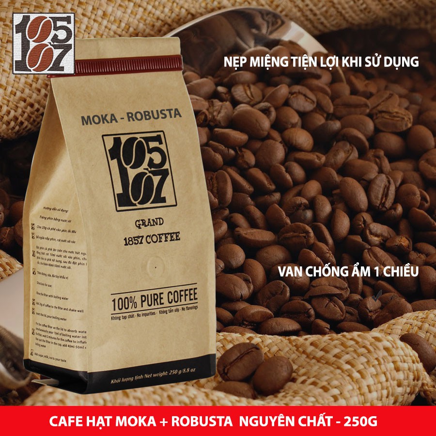 1KG Cà phê Hạt Moka-Robusta thượng hạng ❤️️ FREESHIP ❤️nguyên chất không pha trộn tẩm ướp hương liệu - grand 1857 coffee | BigBuy360 - bigbuy360.vn
