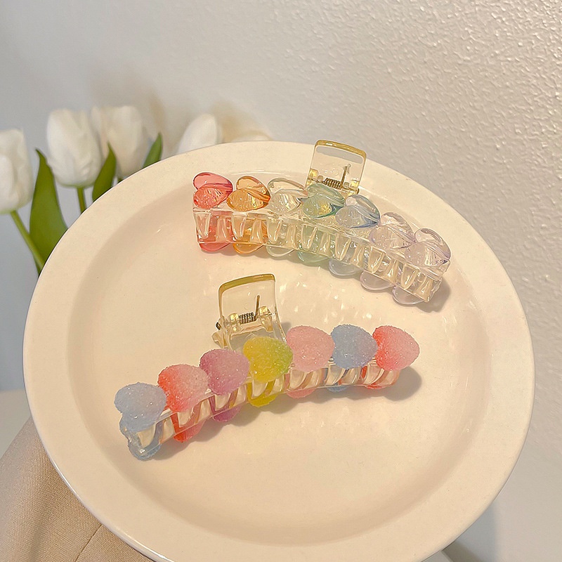 Kẹp Tóc Hình Hoa Màu Hồng Trong Suốt Phong Cách Hàn Quốc