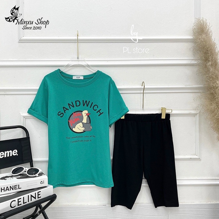 Áo phông nữ form rộng vừa, tay bận gấu cá tính, áo thun nữ form rộng unisex hàn quốc cotton AP85