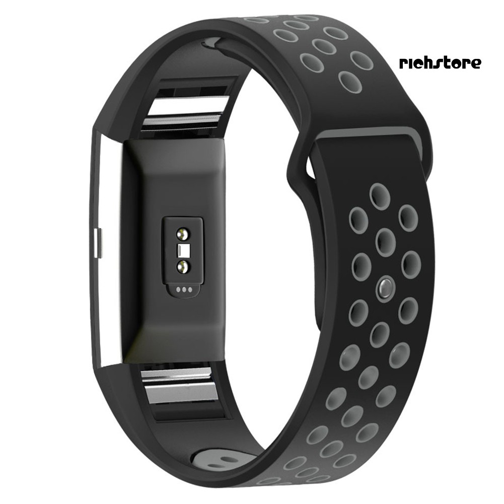 Dây Đeo Thay Thế Chất Liệu Silicon Thiết Kế Dập Lỗ Thời Trang Cho Fitbit Charge 2