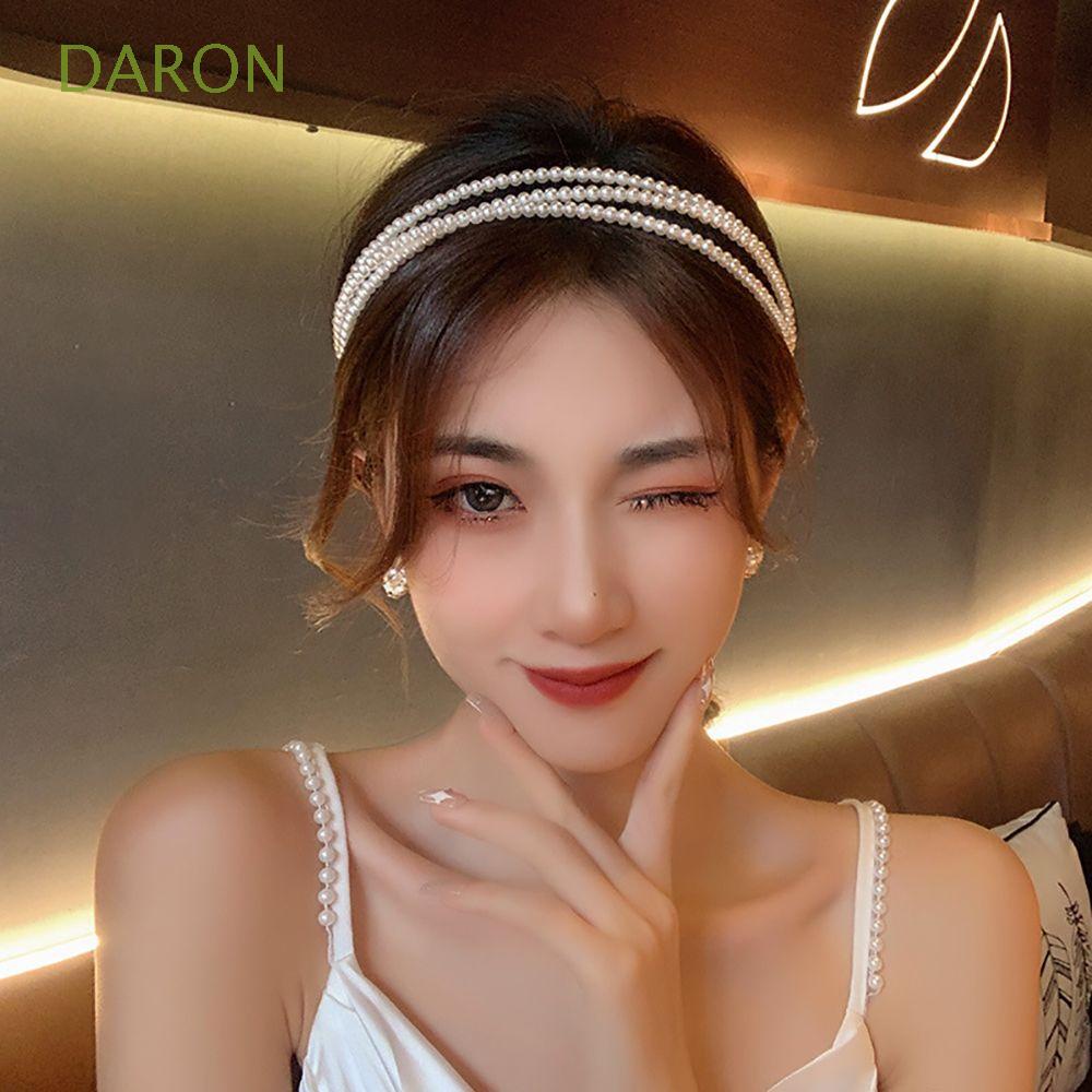 Băng đô ba lớp đính hạt ngọc trai giả phong cách Hàn Quốc sang trọng thời trang dành cho nữ