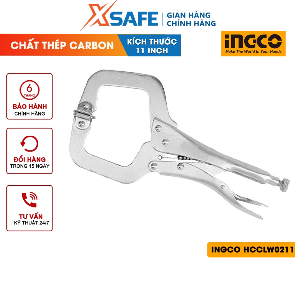 Kềm bấm khóa C INGCO HCCLW0211 11 inch Kìm bấm thép mạ niken, thiết kế nhỏ gọn, thuận tiện