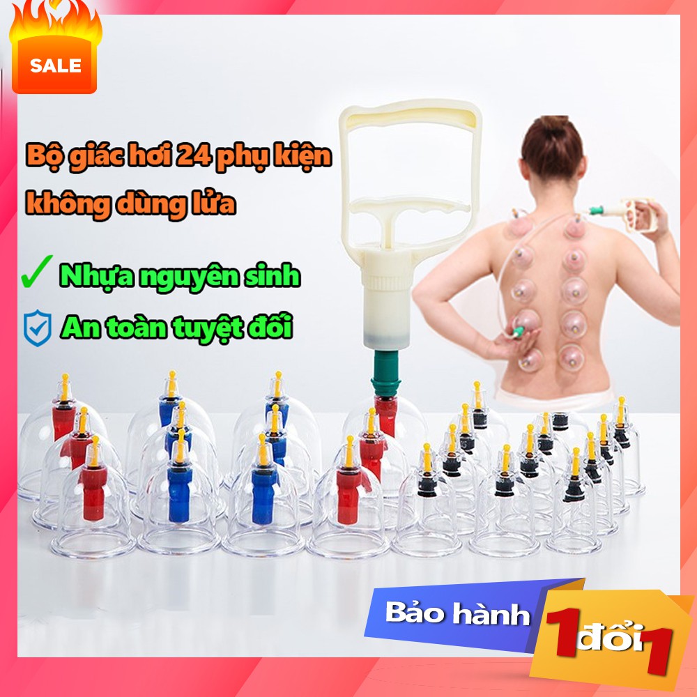 Siêu Sale - Giác hơi cao cấp,Bộ giác hơi không dùng lửa(24 phụ kiện) -  Bảo hành 1 đổi 1