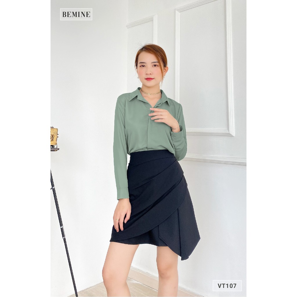 Chân váy xếp li chéo tà BEMINE VT107DEN | BigBuy360 - bigbuy360.vn