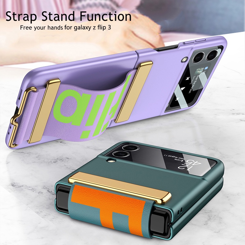Ốp Điện Thoại Bảo Vệ Toàn Diện Có Thể Gấp Gọn Và Dây Đeo Cho Samsung Galaxy Z Flip3