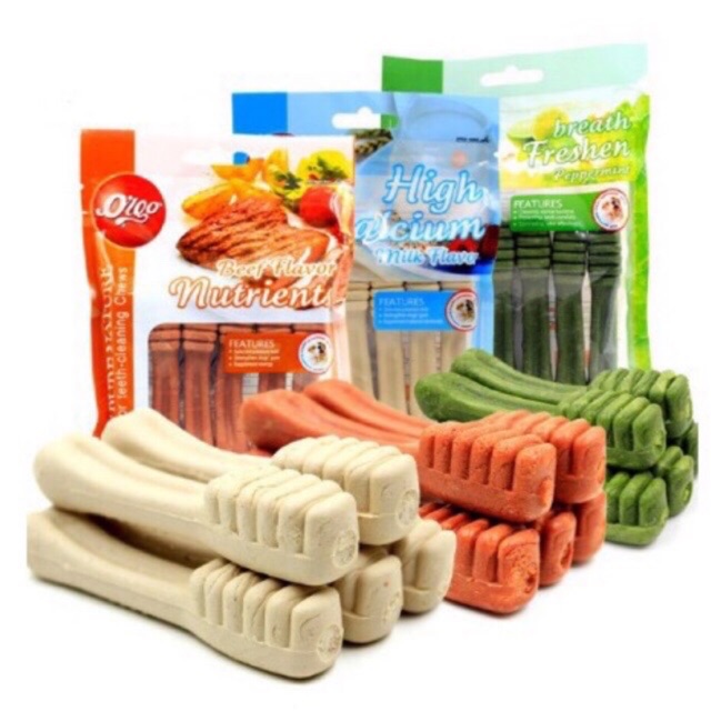 Xương gặm sạch răng chó Orgo 3 Vị: Bò, Sữa, Bạc hà