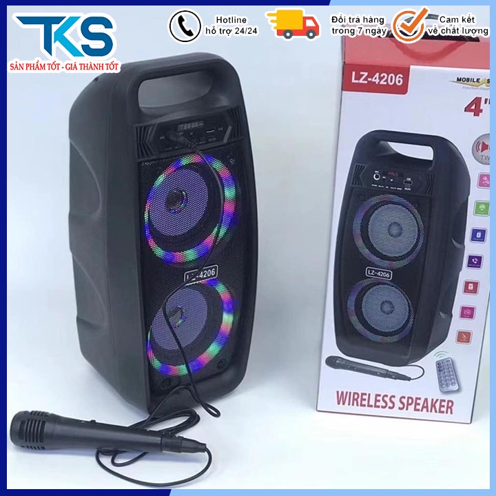 [mua 1 tặng 1]Loa Karaoke Bluetooth LZ-4206 Công Suất Lớn Âm Thanh Khuếch Đại Gấp Nhiều Lần,Có Tặng Kèm Míc Có Dây thumbnail