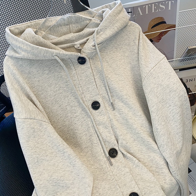 【ZHELIHANGFEI】Áo Khoác Cardigan Có Mũ Trùm Với Tay Áo Dài Theo Phong Cách Preppy Dễ Phối