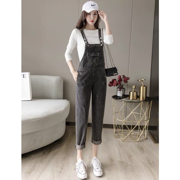 Yếm jean dài nữ JL JohnsonLi e có túi – yếm bò ulzzang phong cách hàn quốc LB03 | BigBuy360 - bigbuy360.vn