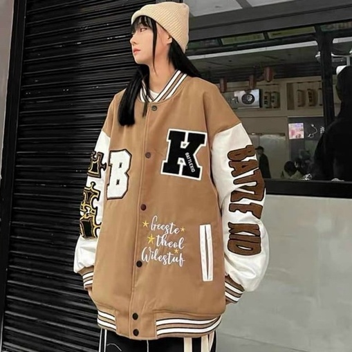 Áo khoác bomber chất nỉ bông dày dặn cadigan khoác bóng chày cá tính mặc cặp nam nữ đường phố uniex phối tay in tay