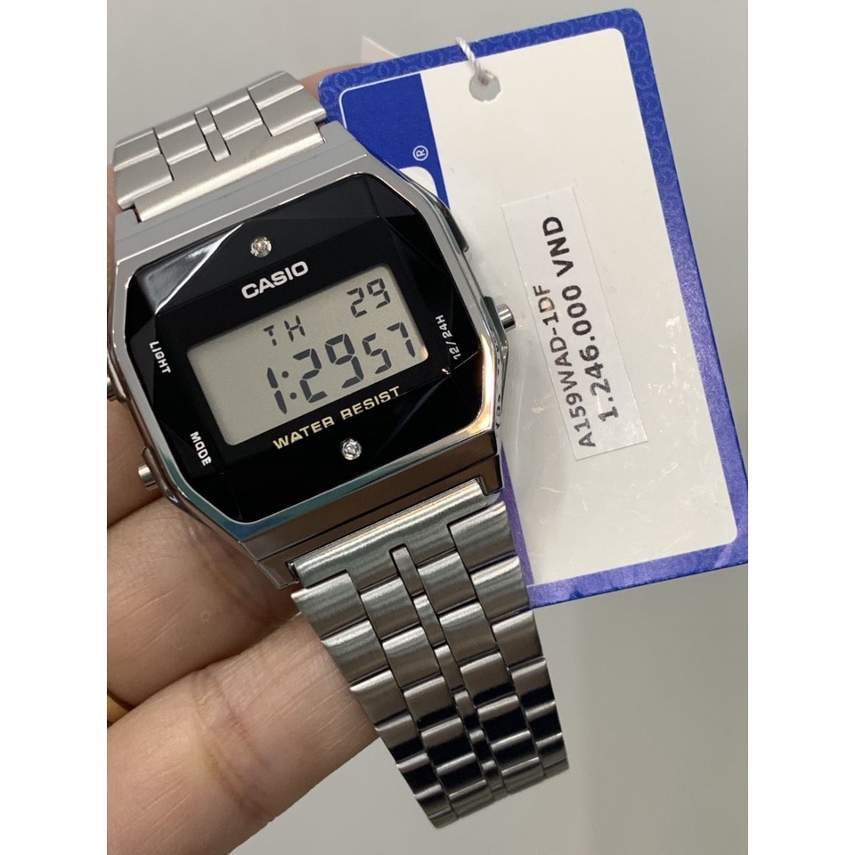 Đồng Hồ Casio Nam A159 Dây Kim Loại Mạ Bạc - Đính Đá Kim Cương - Made In Japan | BigBuy360 - bigbuy360.vn