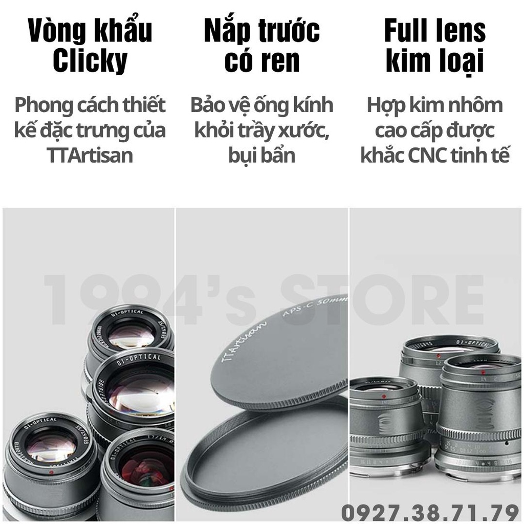 Bộ 3 lens ống kính TTArtisan 17mm F1.4 , 35mm F1.4 , 50mm F1.2 phiên bản giới hạn Titanium Grey - Limited Edition