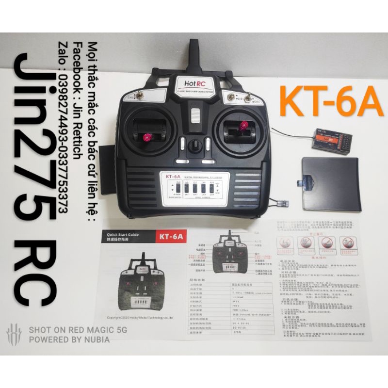 TXRX Bộ điều khiển Hotrc KT-6A hoạt động 4-800m cho máy bay - drone - tàu - xe điều khiển từ xa