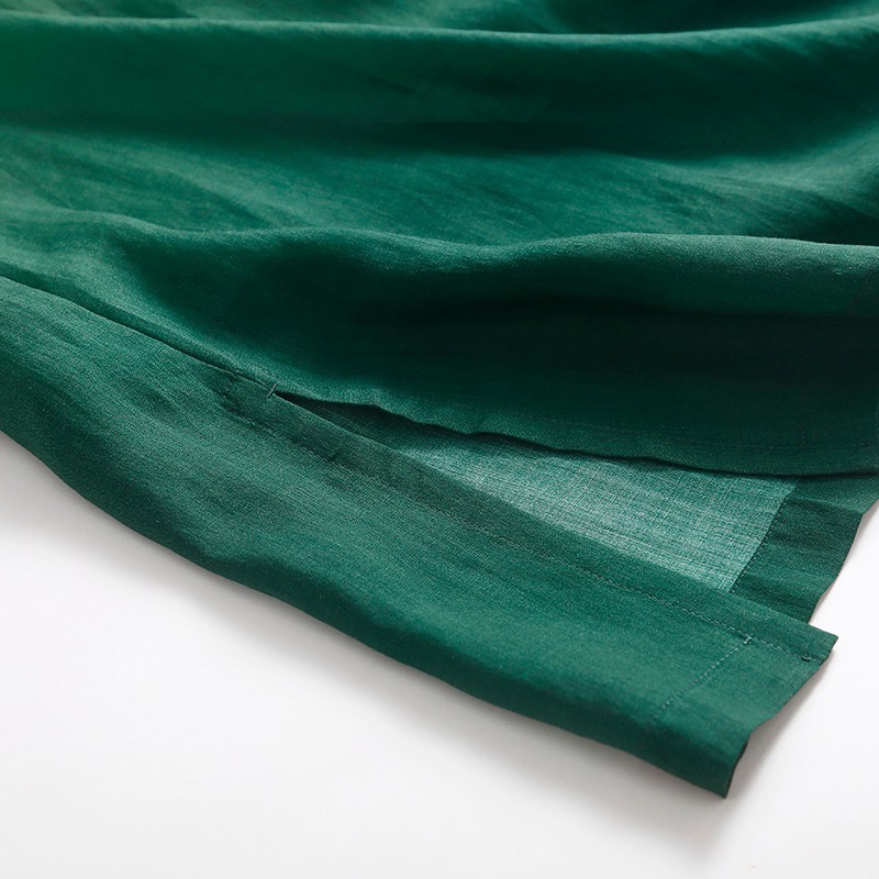 Cửa Hàng Thương Hiệu Thương Hiệu Thương Hiệu Bán Chạy Đầm Sườn Xám Dài Vải Lanh Cotton Tay Ngắn Cắt Nhãn Hàng Chéo Phong Cách Trung Hoa Cho Nữ