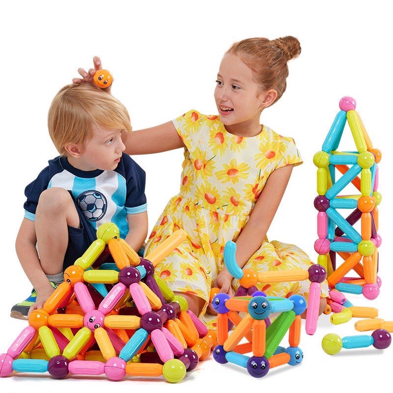 Đồ chơi nam châm xếp hình cho bé, Đồ chơi thông minh nam châm 36 và 64 chi tiét