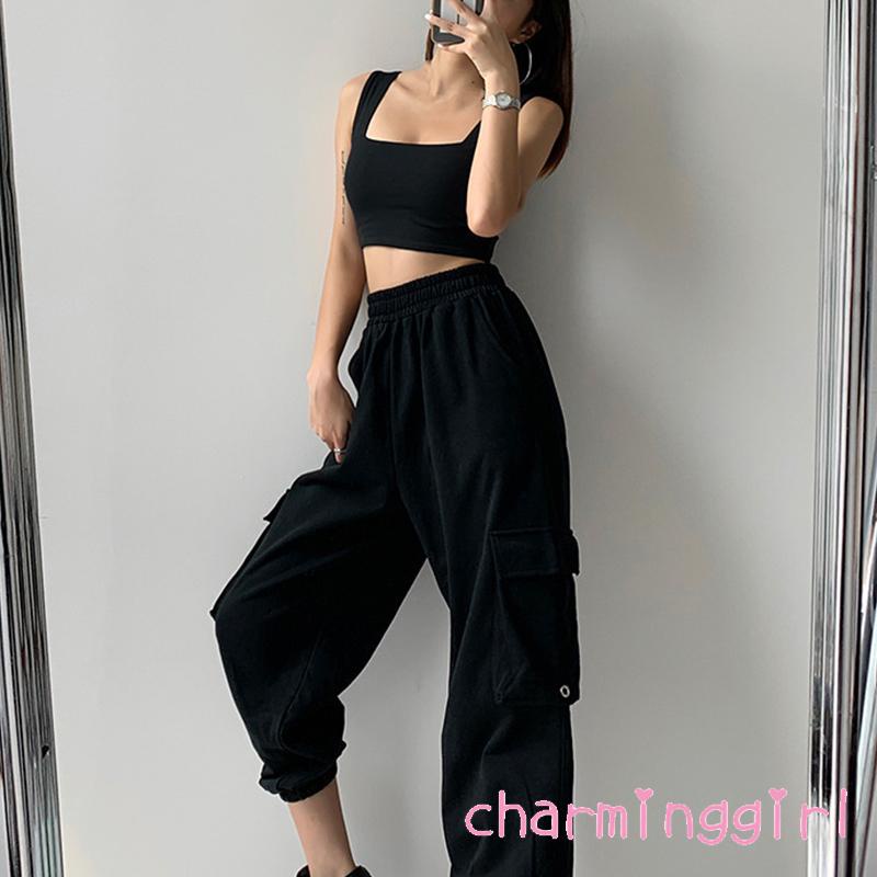 Áo hai dây màu trơn cổ vuông thời trang quyến rũ cho nữ