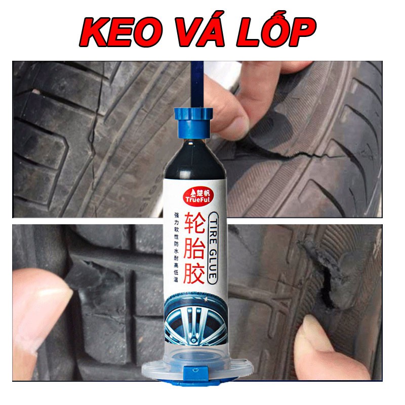 Keo vá lốp xe ô tô phục hồi sữa chữa vết rách lốp kết dính cao su,nhựa  Truefu- chai 30ml