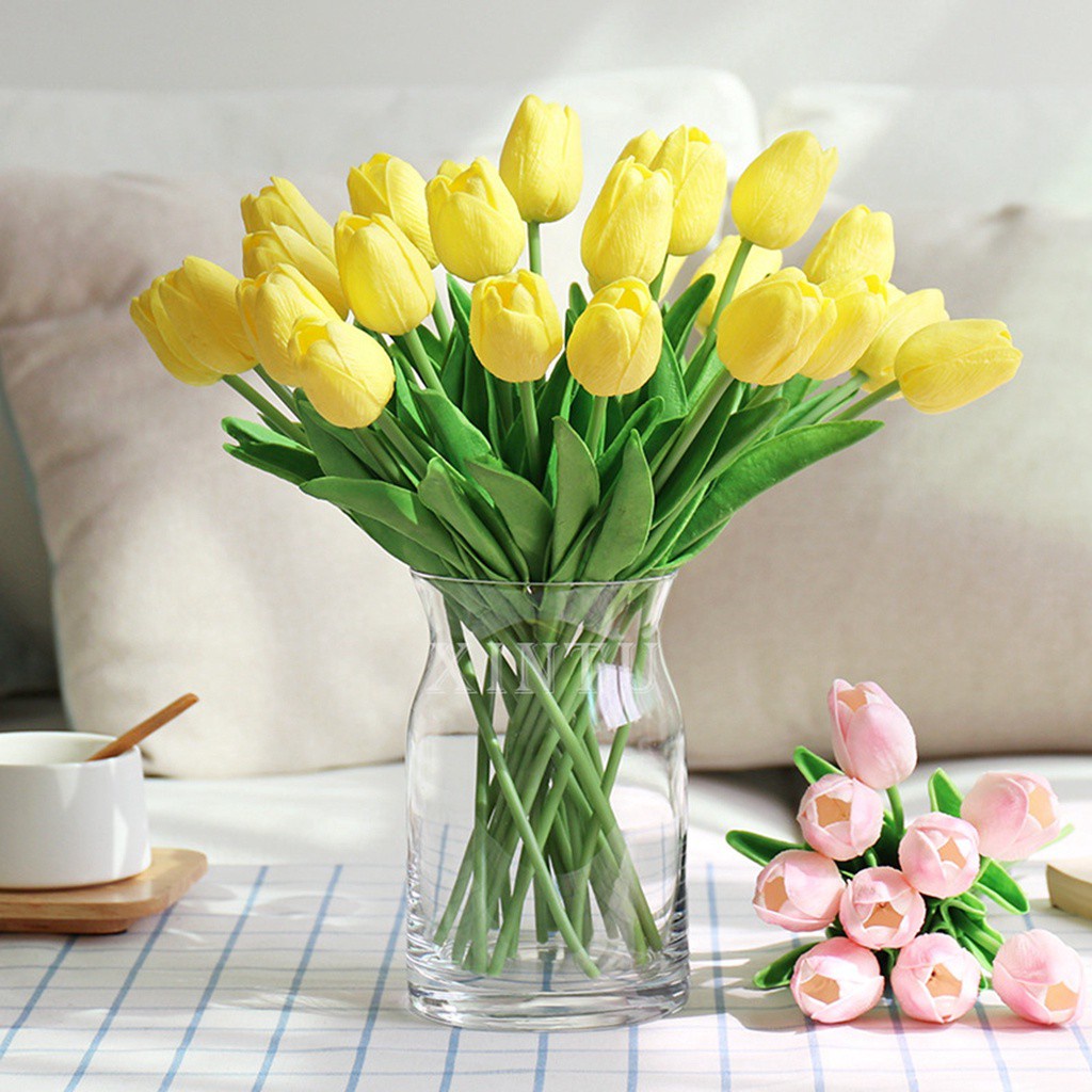 Set 5 hoa tulip giả SJJL có nhiều màu trang trí tiệc cưới DIY